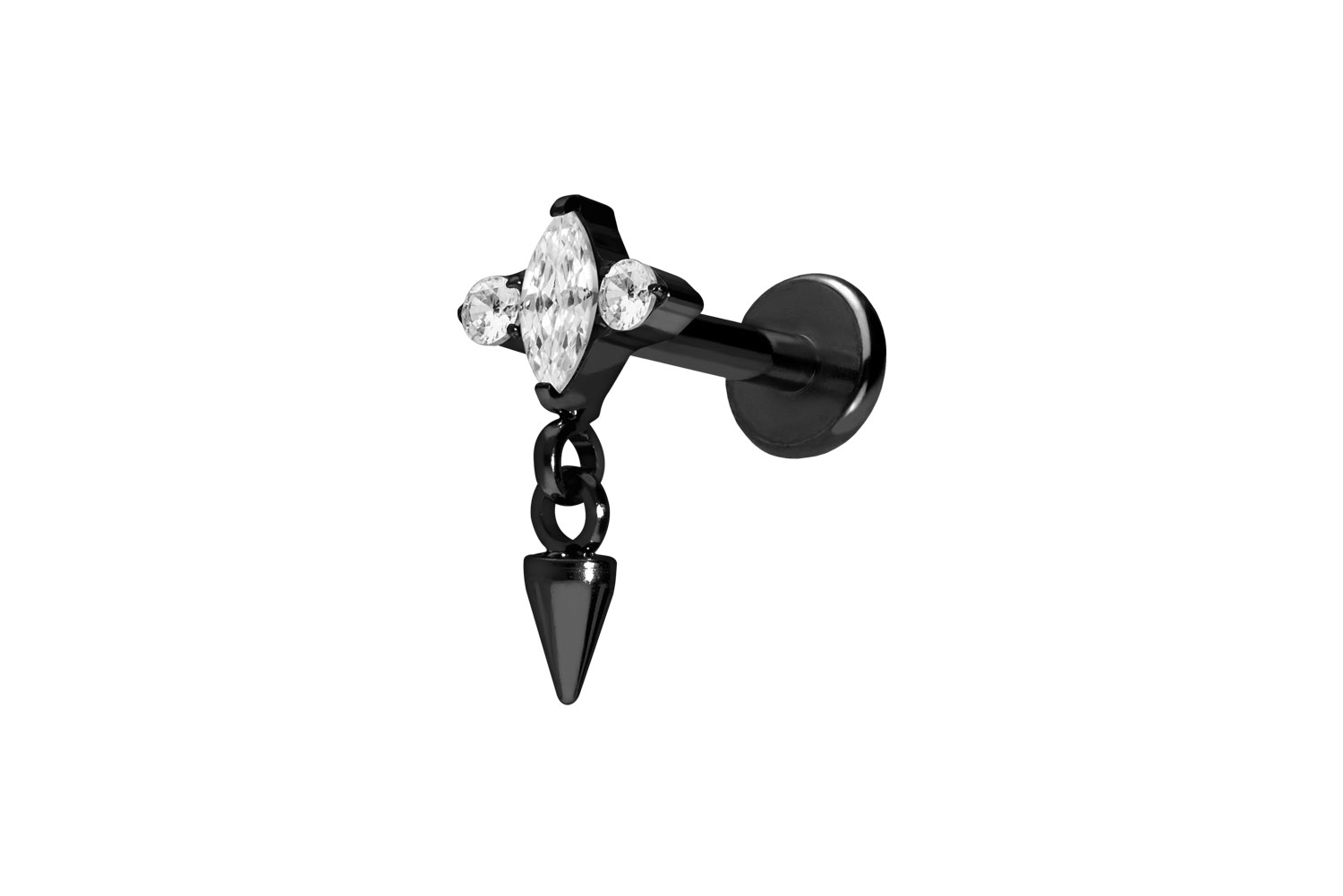 Titan Labret Piercing mit Innengewinde EINGEFASSTE KRISTALLE + SPITZE